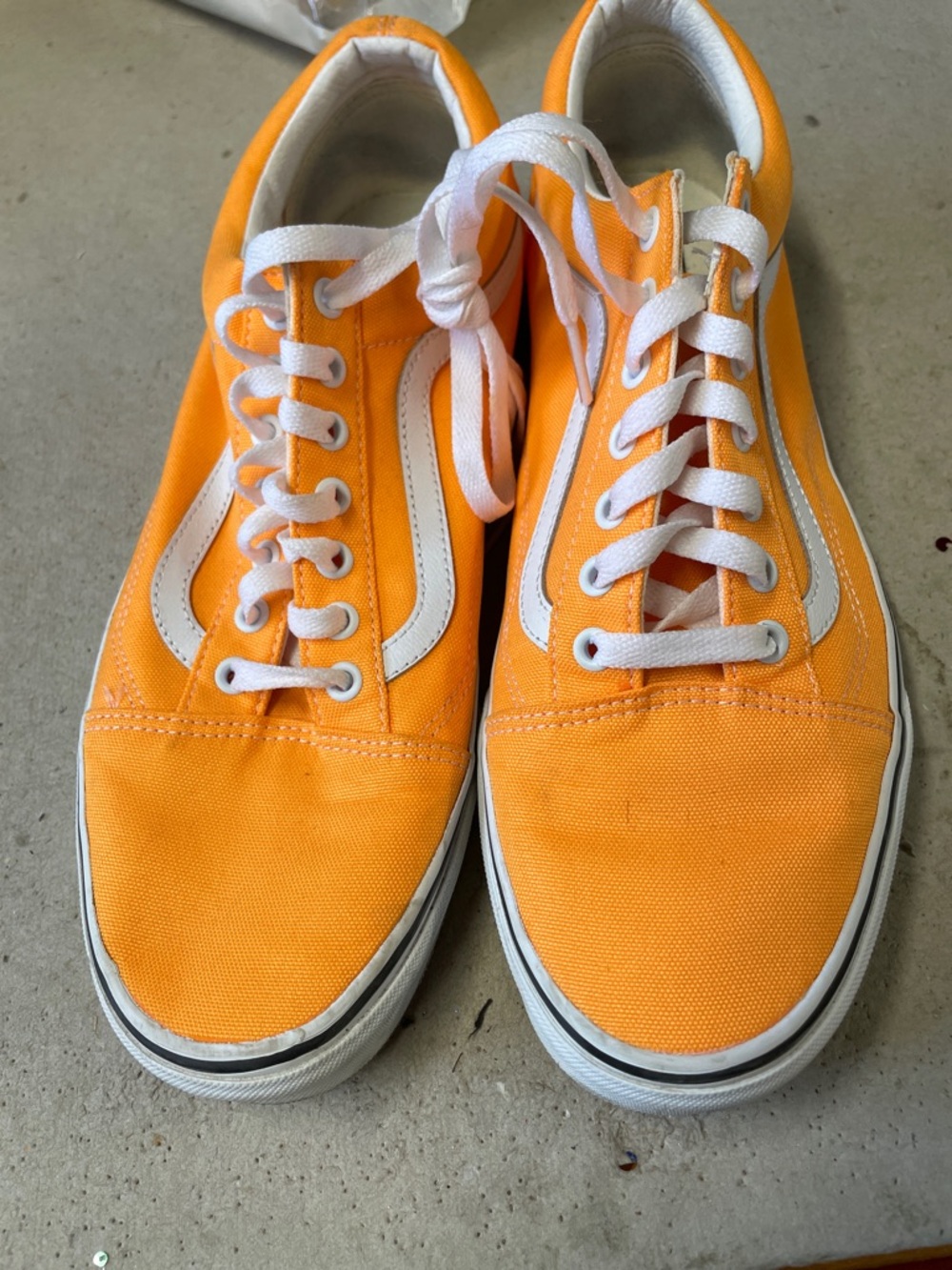 Vans Orange and White Low-Top Sneakers never worn - so great